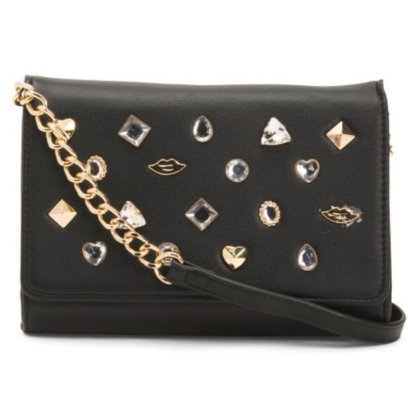 🖤🖤NWT-BETSEY JOHNSON GORGEOUS @Sybil” Crossbody With Studs And Gems🖤🖤 - Picture 3 of 12